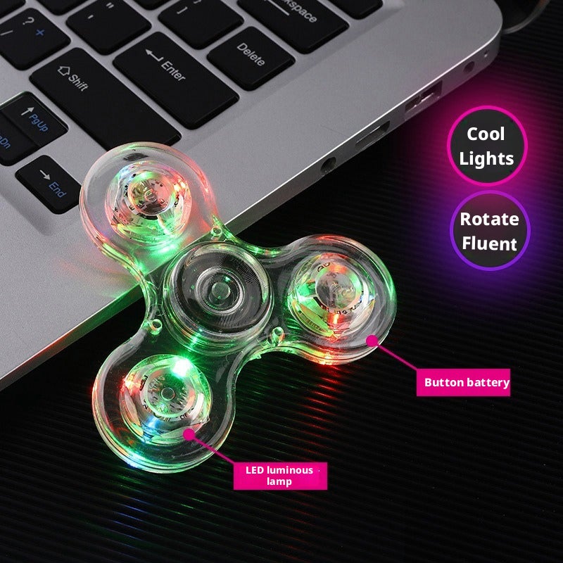 Crystal LED Light-Up Fidget Spinner - Eco-Friendly PC Material Stress Relief Toy - Image 2