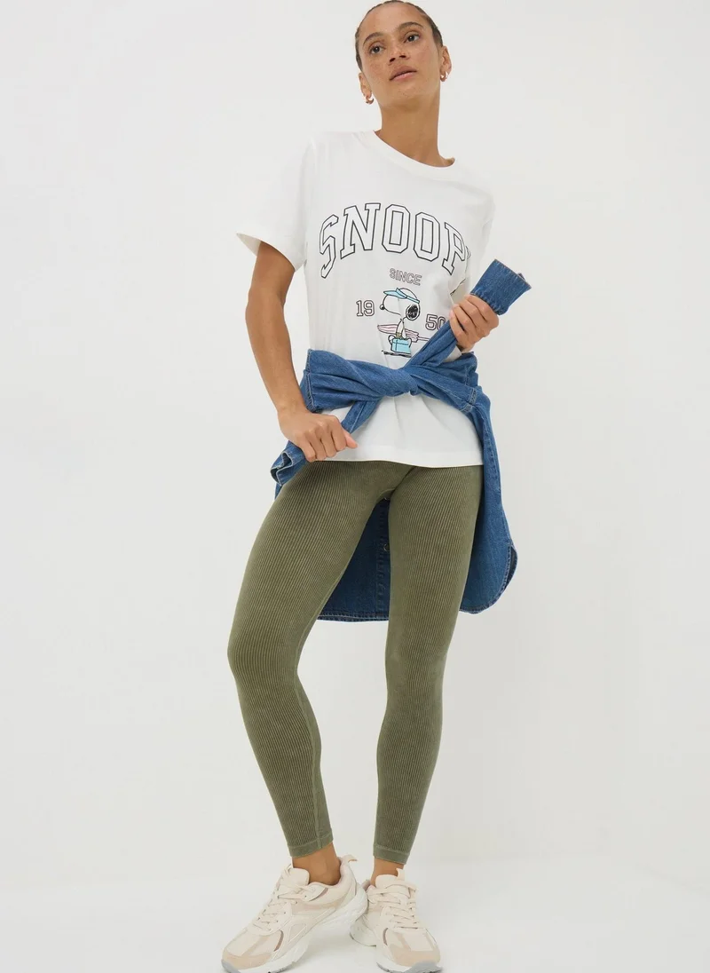 Matalan Khaki Washed Ribbed Seamless Leggings