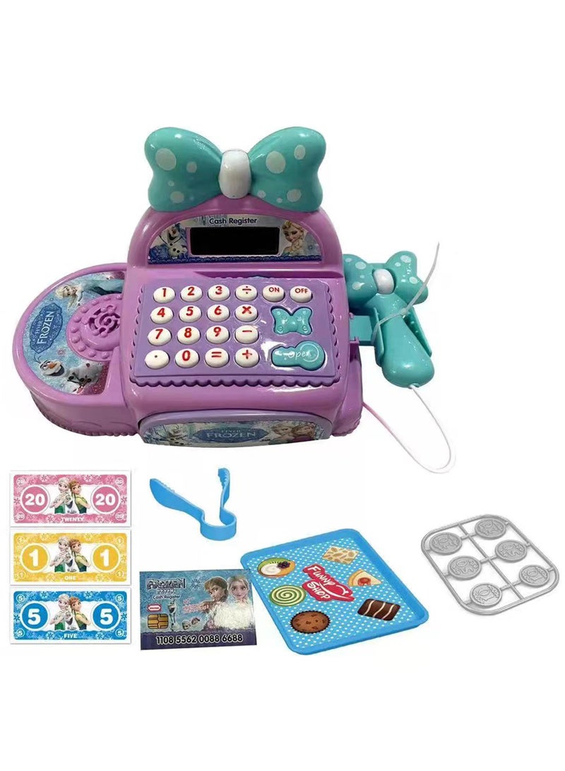 Cash Register with Sounds, Scanner, Play Money, Kids Pretend Play Toys for Ages 3 Up