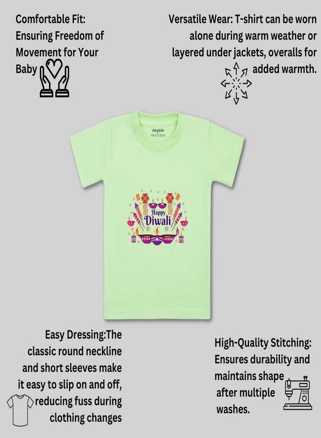 ARVESA My First Diwali TS-1123 Diwali Baby Tshirt for Kids Boys & Girls Half Sleeves Round Neck Clothes Tshirt for Kids Boys 1 Months to 6 Years Dress - Image 3