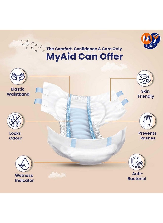 MYAID Unisex Easy Adult Diaper Large Size Tape Style with Higher Absorption & Longer Comfort - L Size (10 Pc) Pack of 1 for Secure Fit and All-Day Protection - Image 4