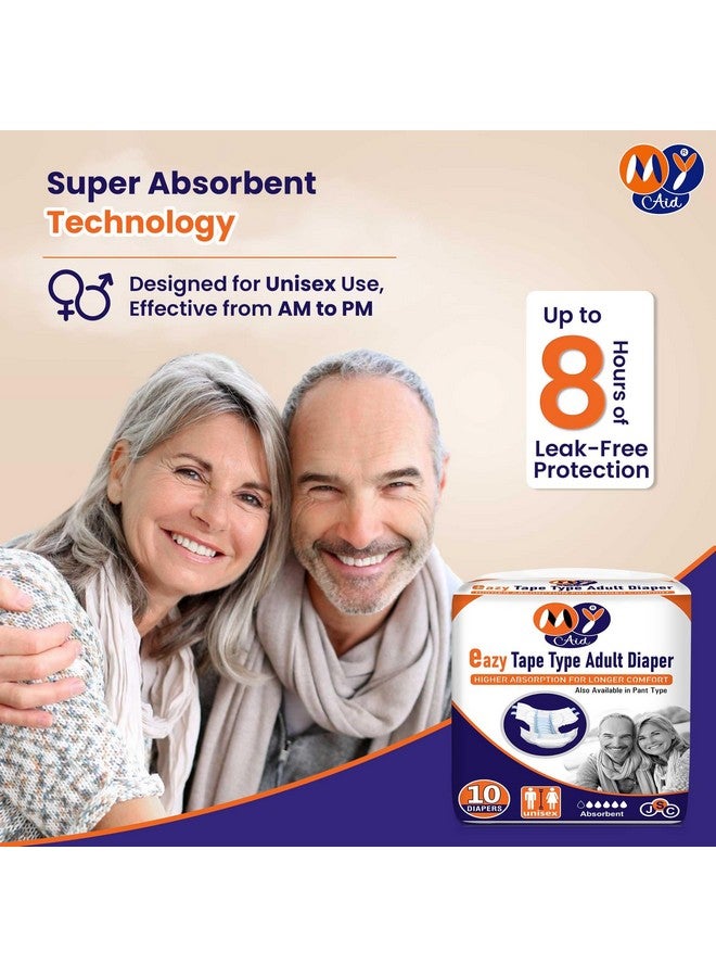 MYAID Unisex Easy Adult Diaper Large Size Tape Style with Higher Absorption & Longer Comfort - L Size (10 Pc) Pack of 1 for Secure Fit and All-Day Protection - Image 3