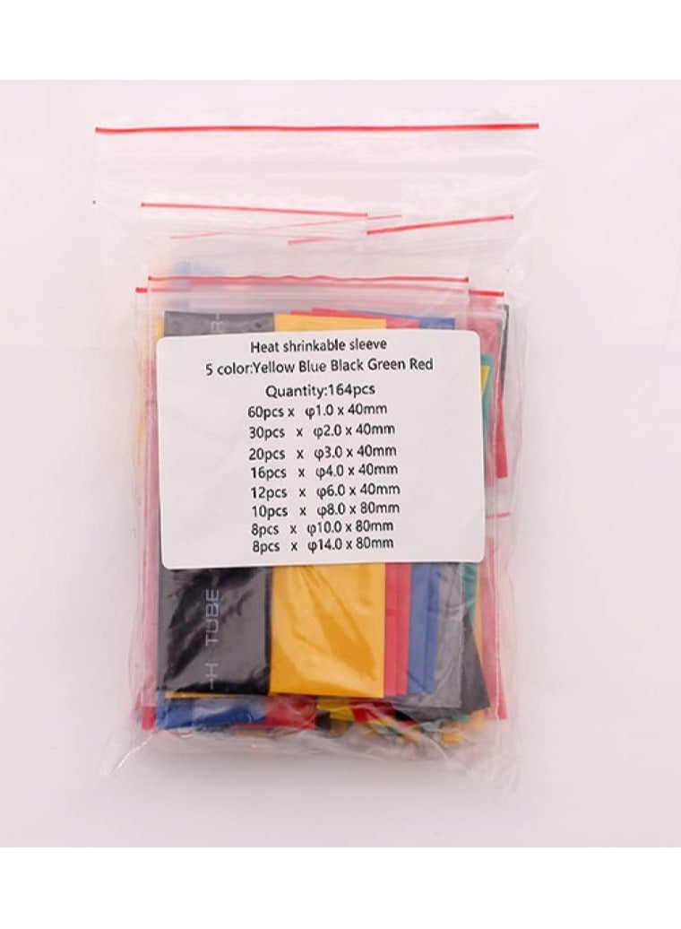 164Pcs Shrink Ratio 2:1 Heat Shrink Tubing Kit, Electrical Wire Cable Wrap Sleeving for Workshop Hand Tools - 8 Sizes 5 Colours - Image 5