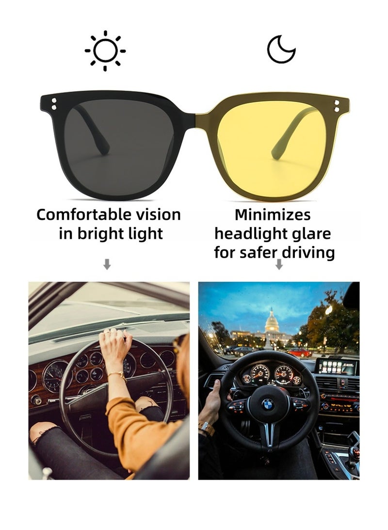 حِرَاس نظارات شمسية مغناطيسية 4 في 1 للرجال والنساء - عدسات قطبية مضادة للوهج + حماية من الضوء الأزرق - مثالية للقيادة النهارية والليلية مع UV400 (عدسات قابلة للتبديل) - Image 5