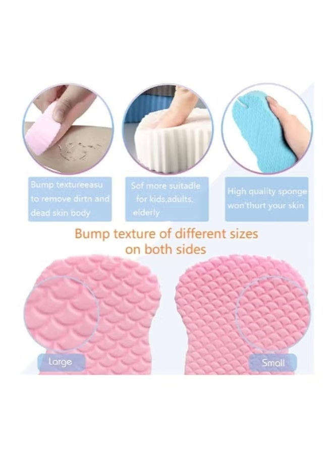 3 Pieces of Magical Exfoliating Bath Sponge, 3D Super Soft Exfoliating, Skin-Friendly, Reusable, Suitable for Adults, Children and Pregnant Women. (Pink+blue+grey) - Image 4
