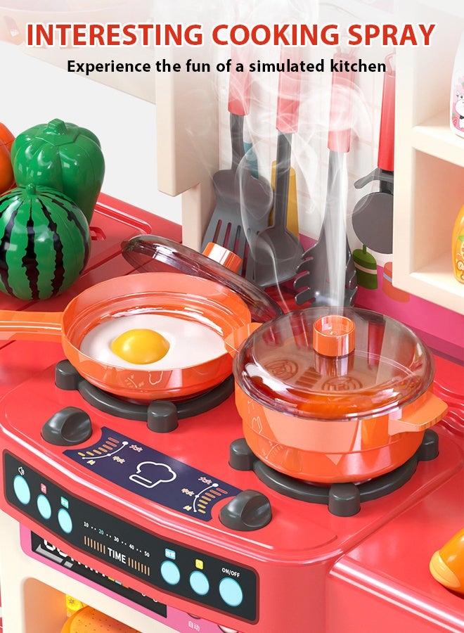54Pcs Kids Kitchen Play Set,Interactive Kids Kitchen Play Set with 54Pcs of Pretend Kitchen Toys，Interactive Kids Kitchen Play Set Pretend Kitchen Toys，Realistic Sound Effects，and Simulated Functionality - Suitable for Toddlers Aged 1-12 Years(green)  - Image 4
