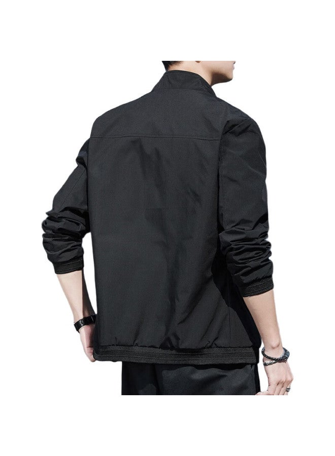 PLAYBOY Jacket, Men'S Outerwear, Spring And Autumn Casual Stand-Up Collar Trendy Top, Black, Xl - Image 3