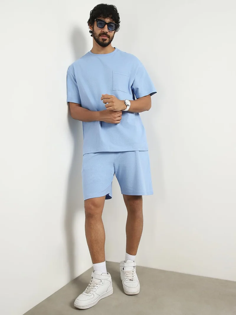 نوبيرو Men's Casual Blue Co-ord Set