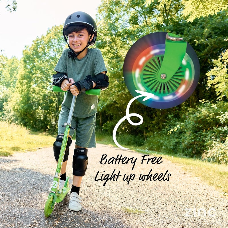 ZINC Two Wheeled Folding Light Up Scooter - Light up LED Wheels, Folding, Fold Down Handles, Non-Slip Deck, Height Adjustable, For Ages 3+, Great Gift Idea - Image 2