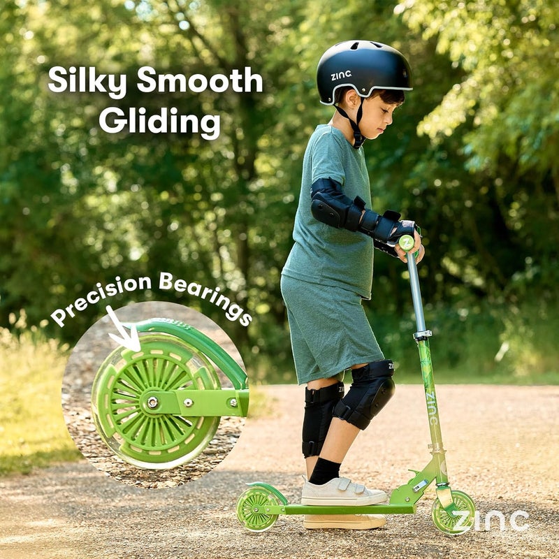 ZINC Two Wheeled Folding Light Up Scooter - Light up LED Wheels, Folding, Fold Down Handles, Non-Slip Deck, Height Adjustable, For Ages 3+, Great Gift Idea - Image 3