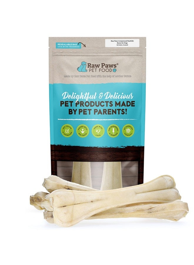 Raw Paws Compressed Rawhide Bones For Dogs, 12Inch, 2Ct  Packed In Usa  For Large Dogs, FreeRange Compressed Rawhides For Dogs  Pressed Rawhide Bones  Rawhide Bones For Dogs  Dog Rawhide Chews - Image 1