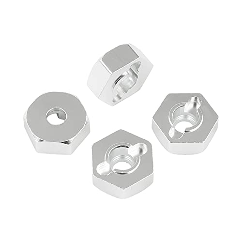 Rchobbytop 4 Sets 12mm Wheel Hex Drive Hub Adaptor & Steel Stub Axle & M4 Locknut Washers for 1/10 RC Car, Replace Parts of 102042 (02134) 122042 02033 for HSP 94108 94111 94123 94124 94170, Silver - Image 5