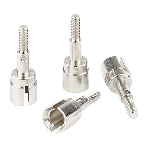 Rchobbytop 4 Sets 12mm Wheel Hex Drive Hub Adaptor & Steel Stub Axle & M4 Locknut Washers for 1/10 RC Car, Replace Parts of 102042 (02134) 122042 02033 for HSP 94108 94111 94123 94124 94170, Silver - Image 4