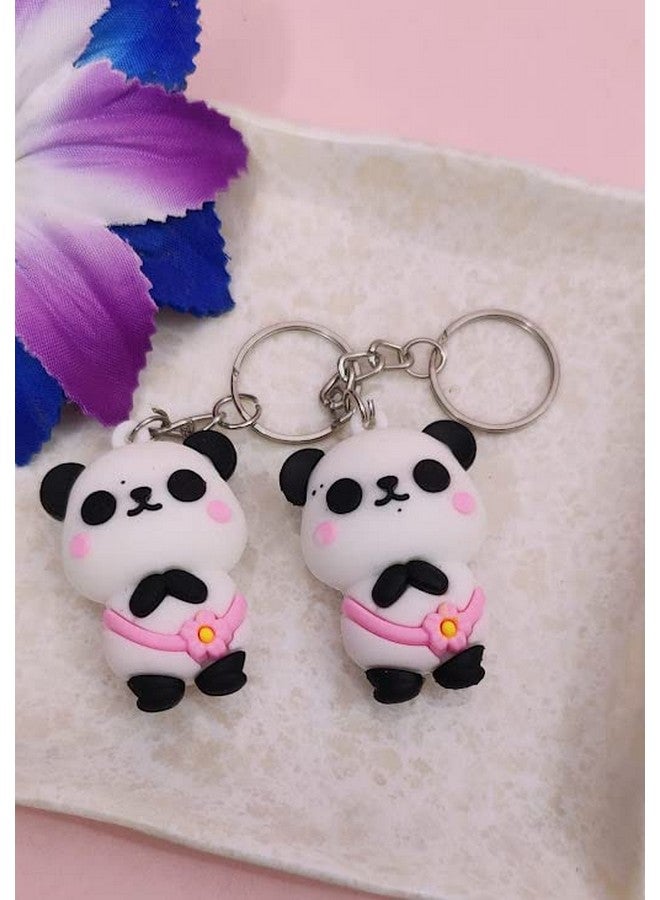 Tera13 Silicone Tera 13 Keychain For Kids (2 Pcs) Panda Keychain For Girls Return Gifts Keychain For Kids Bicycle, Car, Home Door Keychain For Girls, Multi-Coloured - Image 2