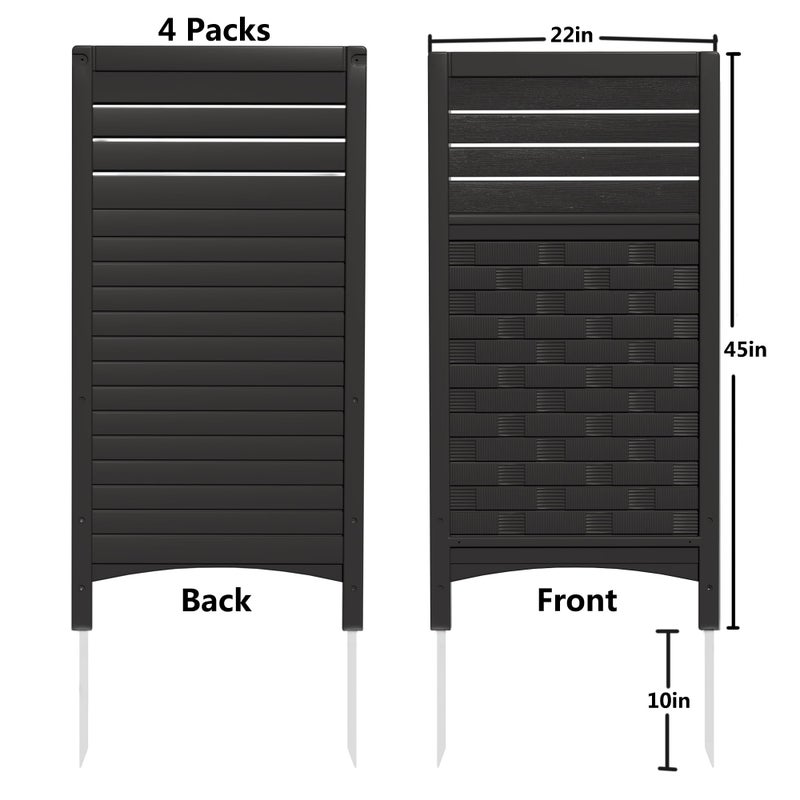 Mrosaa Outdoor Fence Privacy Panels,Resin Privacy Fence Panels for Outside,Air Conditioner Trash Can Pool Equipment Enclosure(4-Pack-Black) - Image 5
