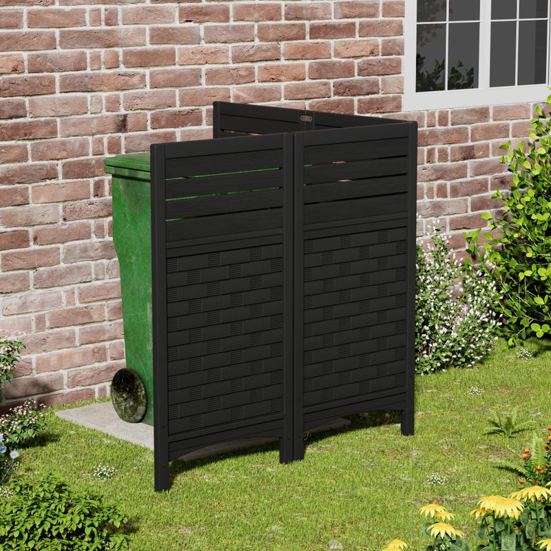 Mrosaa Outdoor Fence Privacy Panels,Resin Privacy Fence Panels for Outside,Air Conditioner Trash Can Pool Equipment Enclosure(4-Pack-Black) - Image 3
