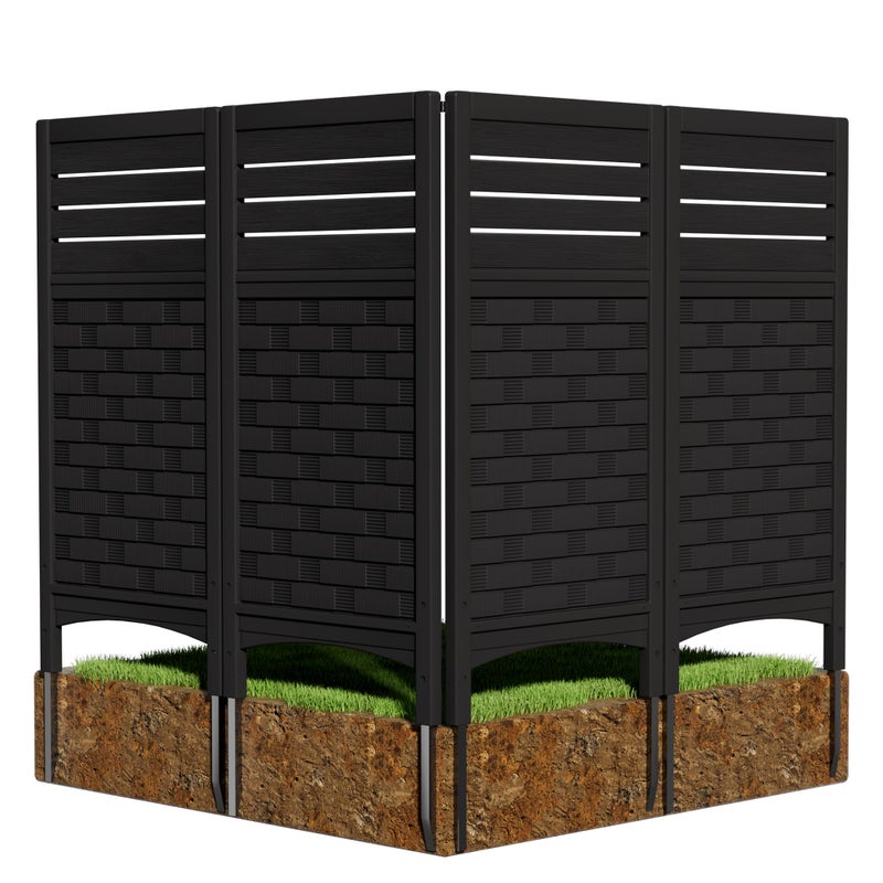 Mrosaa Outdoor Fence Privacy Panels,Resin Privacy Fence Panels for Outside,Air Conditioner Trash Can Pool Equipment Enclosure(4-Pack-Black) - Image 1