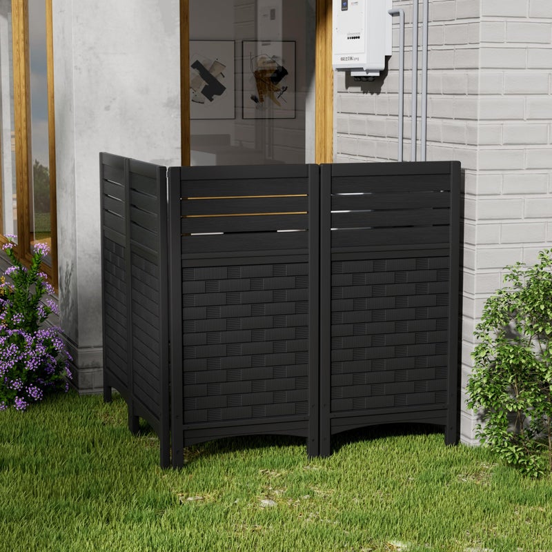 Mrosaa Outdoor Fence Privacy Panels,Resin Privacy Fence Panels for Outside,Air Conditioner Trash Can Pool Equipment Enclosure(4-Pack-Black) - Image 2