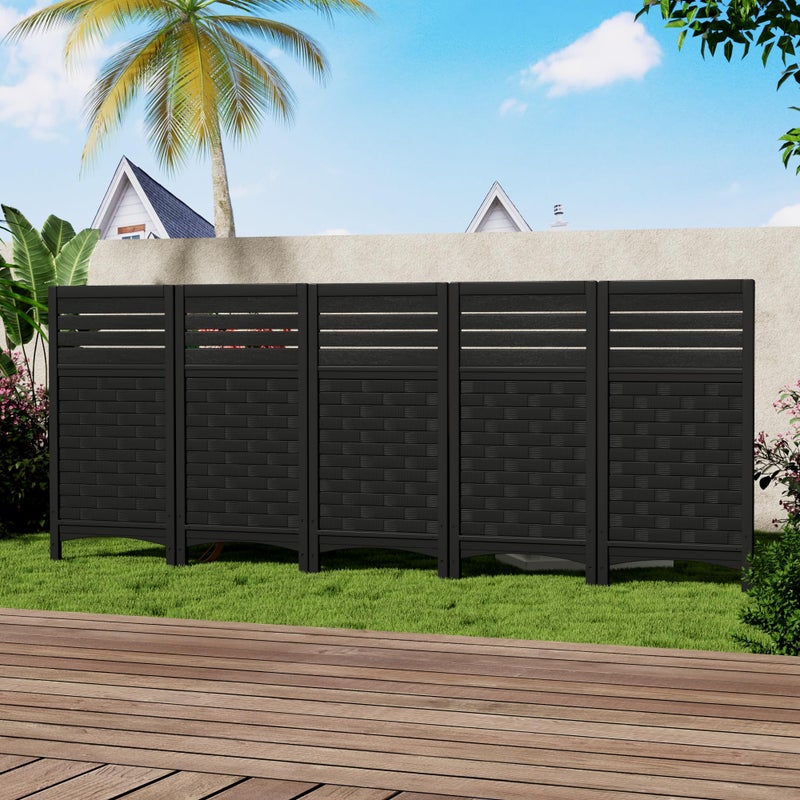 Mrosaa Outdoor Fence Privacy Panels,Resin Privacy Fence Panels for Outside,Air Conditioner Trash Can Pool Equipment Enclosure(4-Pack-Black) - Image 4