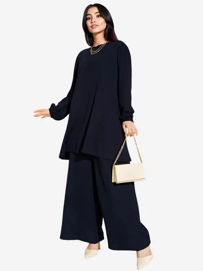 BIG DART BDART Textured Long Sleeve Tunic and Wide Leg Pants Set