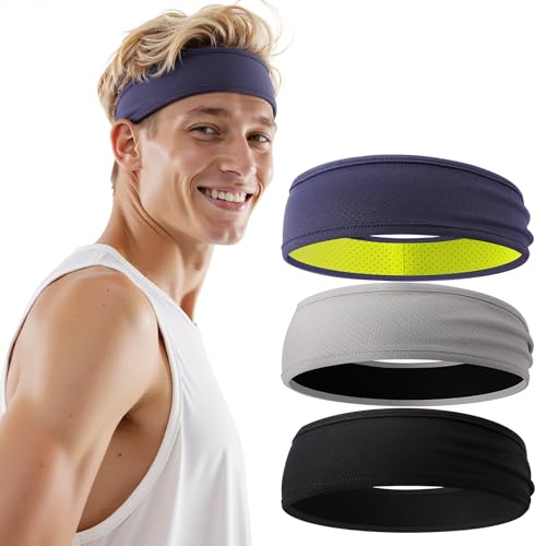 Braylin Men's Headband, 3-Pack Men's Sweatband, Sports Headband for Running, Cycling, Basketball, Fitness Workout, Unisex Headbands - Image 1