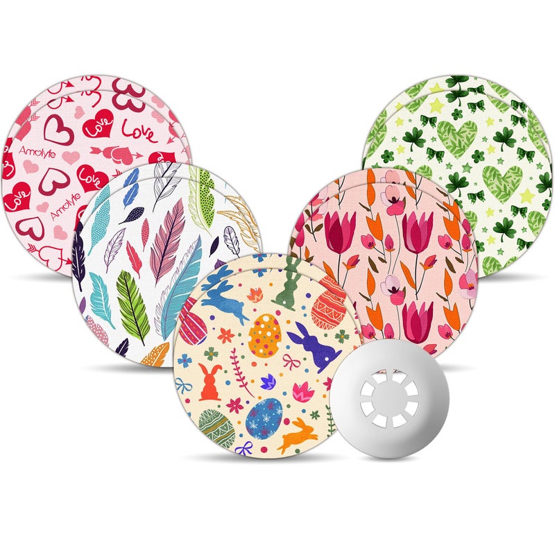 Amolyfe Libre 3 Sensor Covers Waterproof, Amolyfe 10 Pack Freestyle Libre 3 Plus Covers, Bump-Proof with Hard Cap, Waterproof Breathable Medical CGM Adhesive Patches, 14-Day CGM Protection (Easter) - Image 1