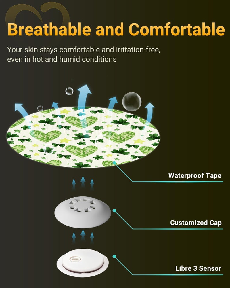 Amolyfe Libre 3 Sensor Covers Waterproof, Amolyfe 10 Pack Freestyle Libre 3 Plus Covers, Bump-Proof with Hard Cap, Waterproof Breathable Medical CGM Adhesive Patches, 14-Day CGM Protection (Easter) - Image 5