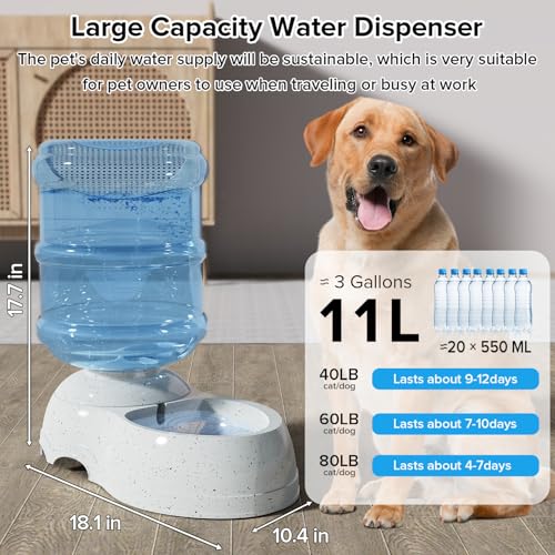 Kenond Water Dispenser Station for Large Dogs,3 Gallon/11L Gravity Automatic Feeder, Dog Water Bowl Dispenser,Large Size Dog Drinking Fountain - Image 2