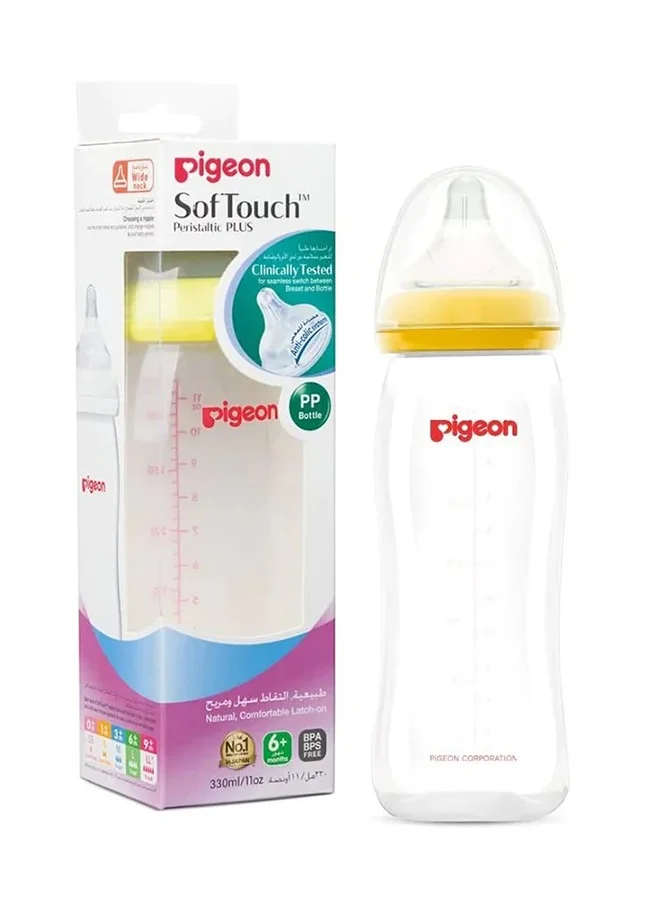 pigeon SofTouch Wide Neck PP Bottle, 6+ months, 330ml - Assorted