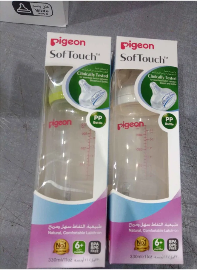 pigeon SofTouch Wide Neck PP Bottle, 6+ months, 330ml - Assorted