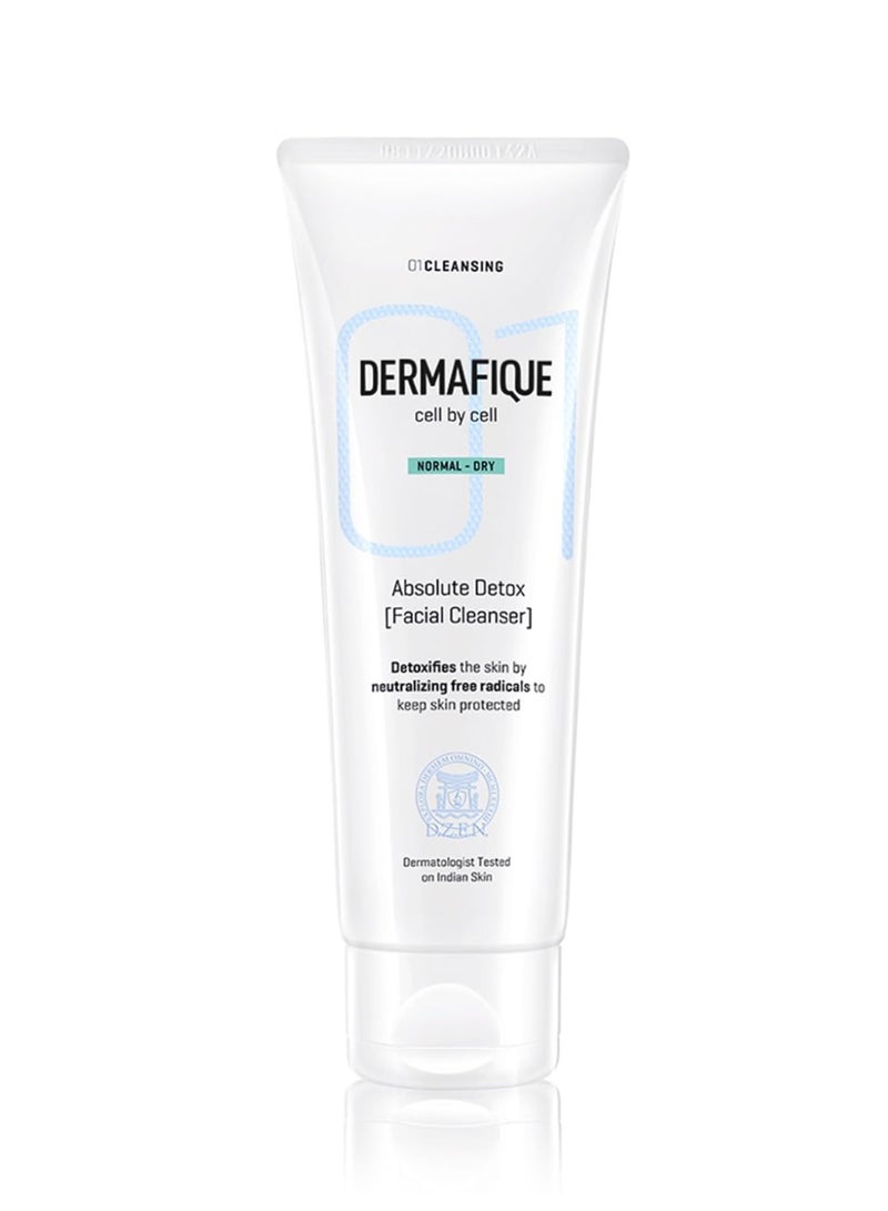 Dermafique Absolute Detox Facial Cleanser – 100ml, with Bio-Active Cellulose Beads, Face Wash Enriched with Vitamin E & Pomegranate Extracts | Soap, Paraben & Alcohol Free | Dermatologist Tested Face Cleanser - Image 1