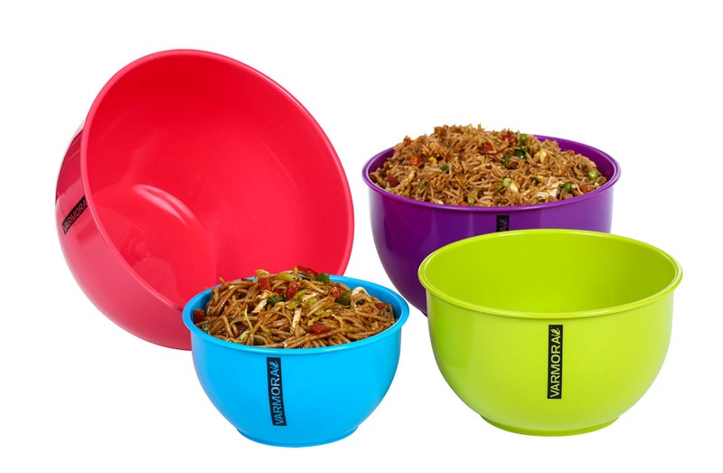 Varmora Plastic Solid Mixing Bowl (Assorted Colour) Set of 4 - Image 5