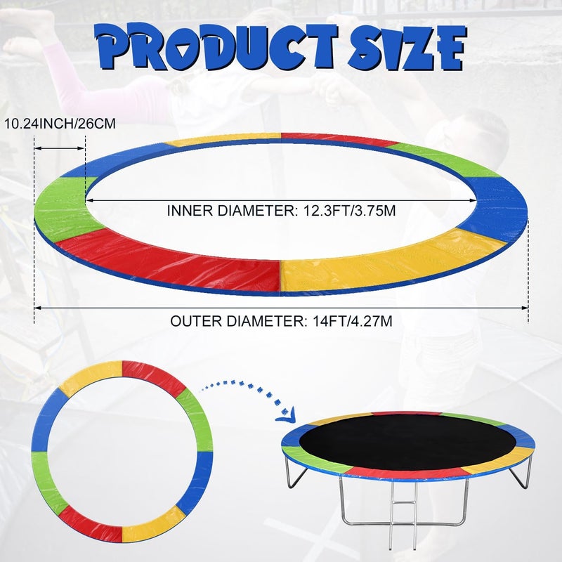 Diegimr Trampoline Replacement Safety Pad, 14ft Trampoline Spring Protective Cover Round EPE Pearl Cotton Trampoline Mat Waterproof Accessories No Holes for Pole - Image 2