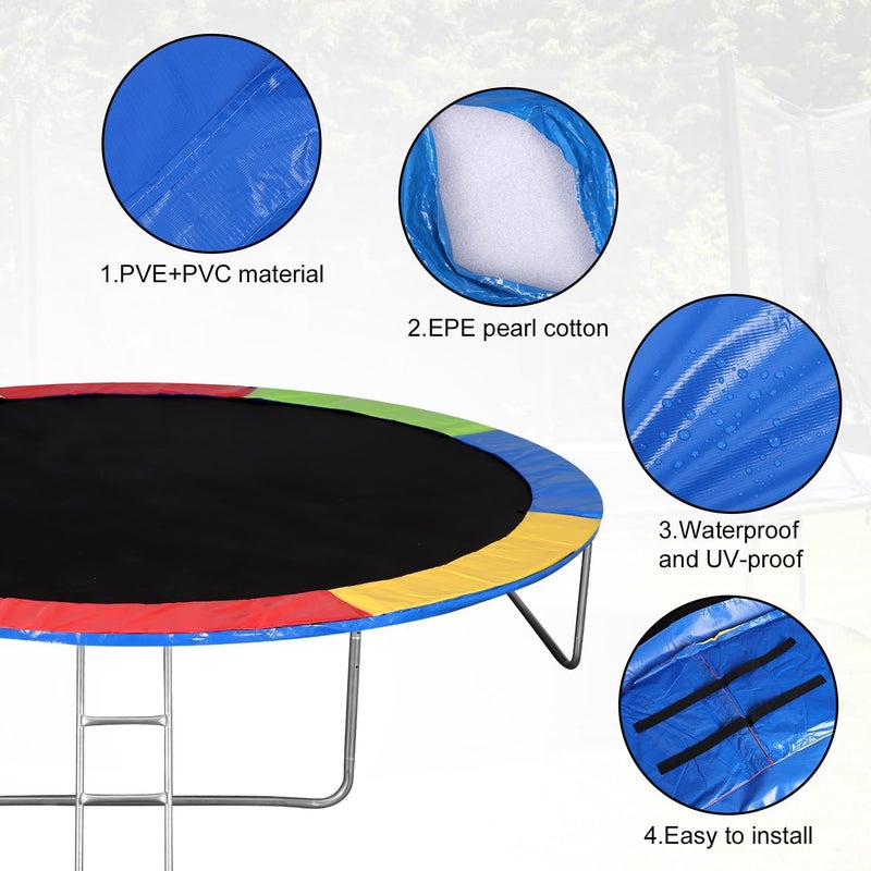 Diegimr Trampoline Replacement Safety Pad, 14ft Trampoline Spring Protective Cover Round EPE Pearl Cotton Trampoline Mat Waterproof Accessories No Holes for Pole - Image 4