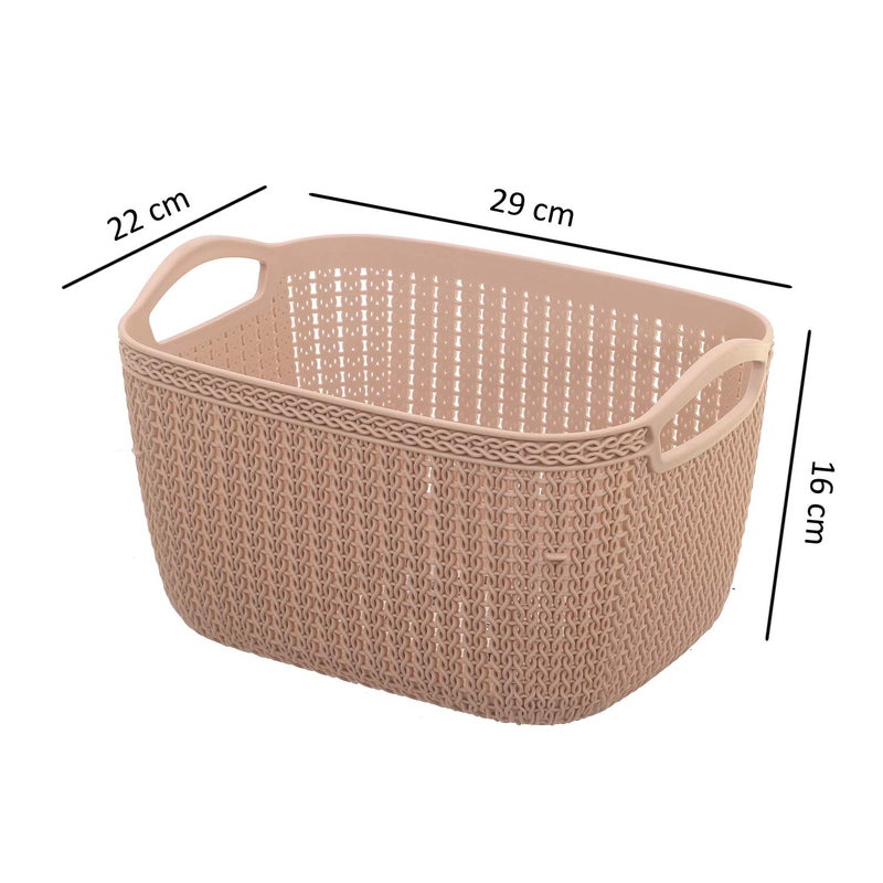 Kuber Industries Kuber Industries Plastic 5 Pieces Multipurpose Large Size Flexible Storage Baskets/Fruit Vegetable Kitchen Organizer with Handles (peach) - CTKTC030624  - Image 4