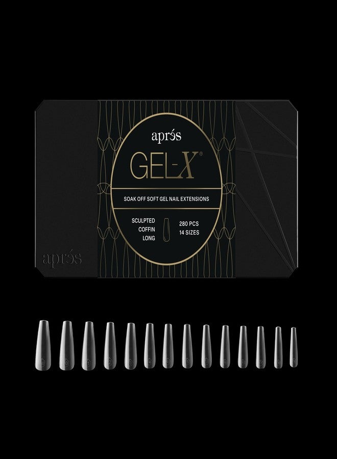 APRÉS Apres Gel-X® Coffin Box of Nail Tips | 280 Gel-X Tips, Soft Tips, 14 Sizes 00-9 | Half-sizes Included (Sculpted Coffin Long, 280 Count) - Image 1