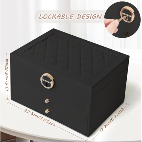 Sprqcart Jewelry Box for Women Girls 3 Layer PU Leather Organizer Storage Case with Compartments for Earrings Rings Bracelets, Necklaces, Watches | Travel Display Box Gift Idea - Image 2