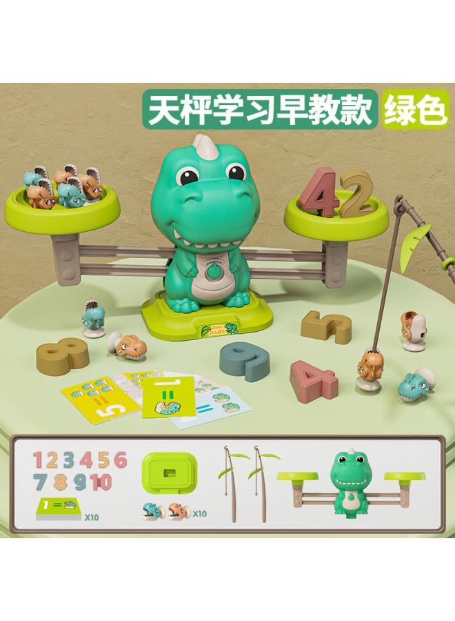 Children's Cartoon Dinosaur Electric Rotating Magnetic Fishing Plate Digital Libra Early Childhood Educational Toys Parent-child Interaction