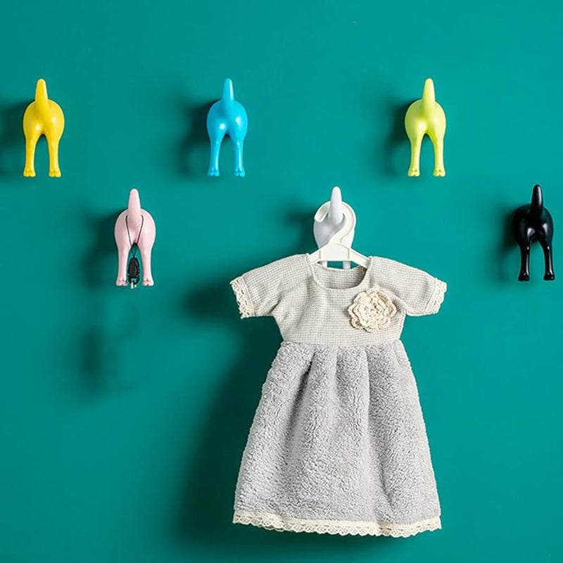 4 قطع من خطافات ذيل الكلاب الاسكندنافية حامل معطف وقبعة ومفاتيح مثبت على الحائط باللون الأسود - Image 3