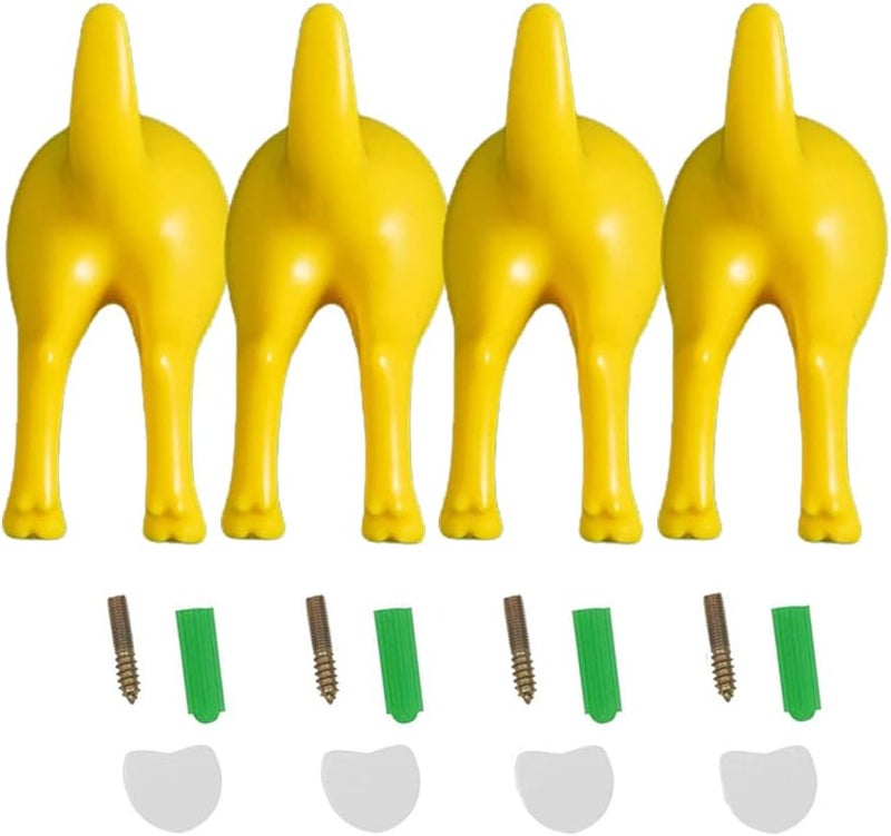 4 قطع من خطافات ذيل الكلاب الاسكندنافية حامل معطف وقبعة ومفاتيح مثبت على الحائط باللون الأسود - Image 2