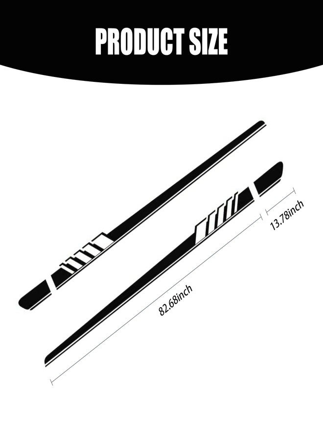 Tesnaao Pack-2 Car Side Body Decals, 4.52" x 88.58" Waterproof PVC Vehicle DIY Decorative Stickers, Universal Automotive Creative Stripe for Truck SUV Racing Car Motorcycle Bike (Black) - Image 2