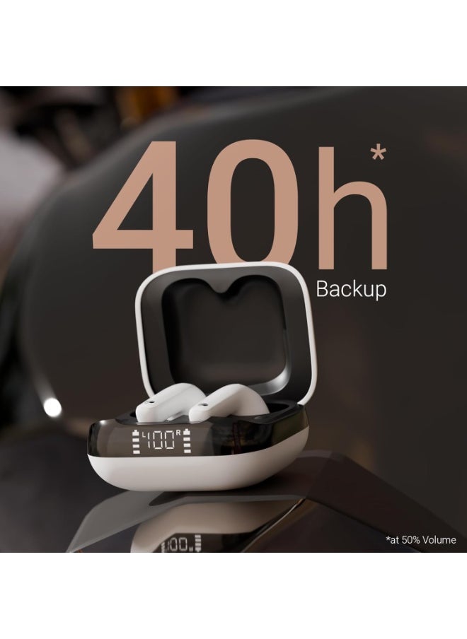 ZEBRONICS - ZEBRONICS PODS K2 In-Ear Wireless Earbuds, Upto 40 Hrs Backup, Dual EQ, Quad MIC ENC, 10mm Bass Drivers, Fast Charging, Bluetooth, Flash Connect, 40ms Low Latency Gaming, LED Battery Indicator (White) - Image 1