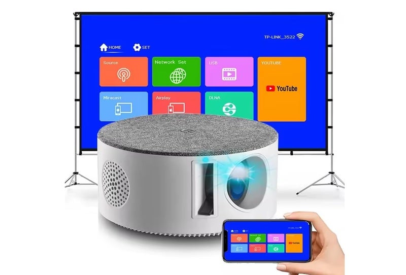 BIGASUO بروجيكتور محمول ميني واي فاي LED بدقة 1080p عالية الوضوح لأجهزة أندرويد/iOS مع يوتيوب مدمج - يدعم واي فاي، HDMI، AV، USB، ميراكاست بقوة 4000 لومن (BGP31) - Image 1