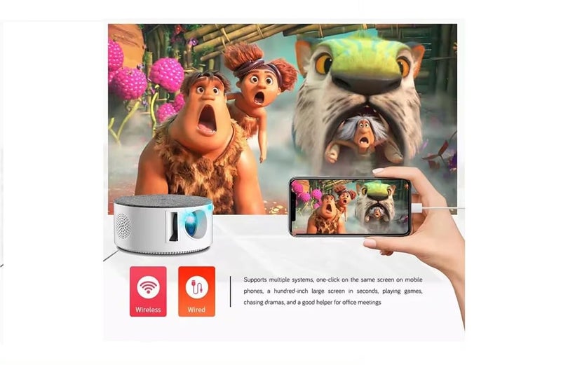 BIGASUO بروجيكتور محمول ميني واي فاي LED بدقة 1080p عالية الوضوح لأجهزة أندرويد/iOS مع يوتيوب مدمج - يدعم واي فاي، HDMI، AV، USB، ميراكاست بقوة 4000 لومن (BGP31) - Image 2