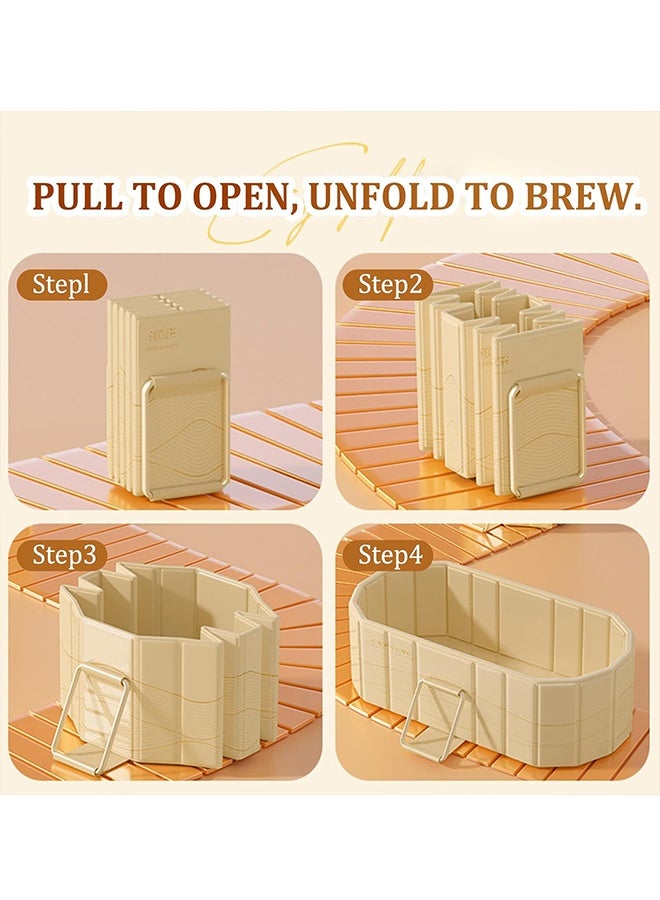 Beauenty 150*55*50cm Golden Foldable Adult Bathtub, Portable Soaking Tub with Sturdy PVC And Anti-Scratch Fiber Mesh, Thickened Waterproof Materials, Printing Coating, Easy Storage, No-Installation Home Spa Bathing Tub for Two People  Bath Liners & Drain Pipe for Home Use - Image 4