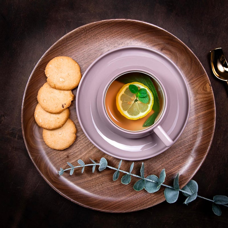 GiBOX GIBOX Premium Purple Saucer Set for Tea Coffee Set of 1 Ceramic Tea Cup with Plate for Home Kitchen Luxury Coffee Mug for Gifting Serving Microwave Dishwasher Safe Drinkware Tableware  - Image 4