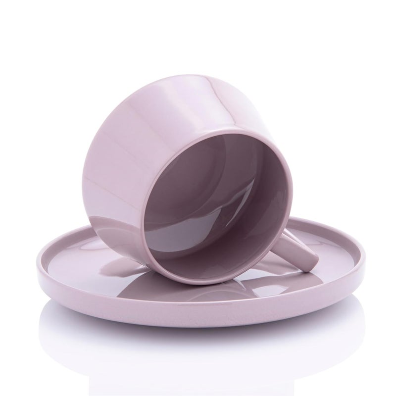 GiBOX GIBOX Premium Purple Saucer Set for Tea Coffee Set of 1 Ceramic Tea Cup with Plate for Home Kitchen Luxury Coffee Mug for Gifting Serving Microwave Dishwasher Safe Drinkware Tableware  - Image 5