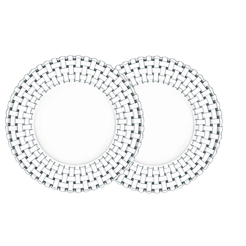 Nachtmann Bossa Nova Collection 9 Inch Salad Plate  Set of 2 Clear Crystal Glass Plates for Dessert appetizers and Salad  Perfect for Hosting or Gift  Dishwasher safe