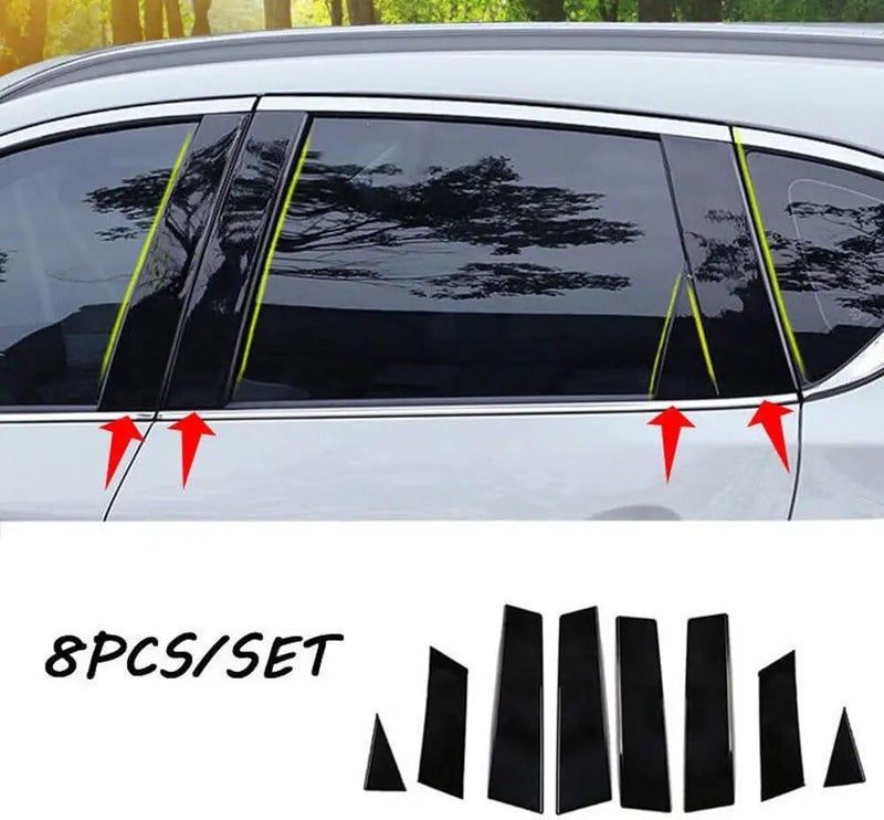 DEMULAX 8PCS Black Mirror Effect Car Window Trim for Nissan Qashqai - Image 2