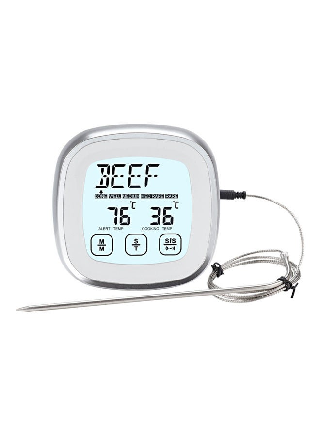 مقياس حرارة رقمي للحوم للفرن والشواء والمطبخ فضي 19.00X3.00X9.00سم - Image 1